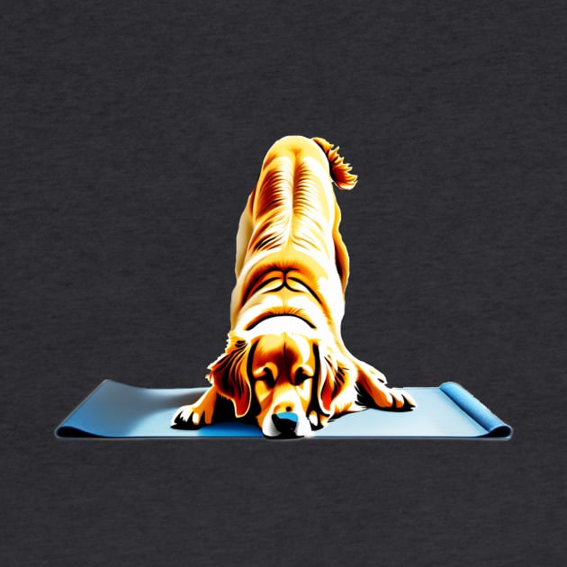 Golden Labrador doing down dog yoga pose by Edgi